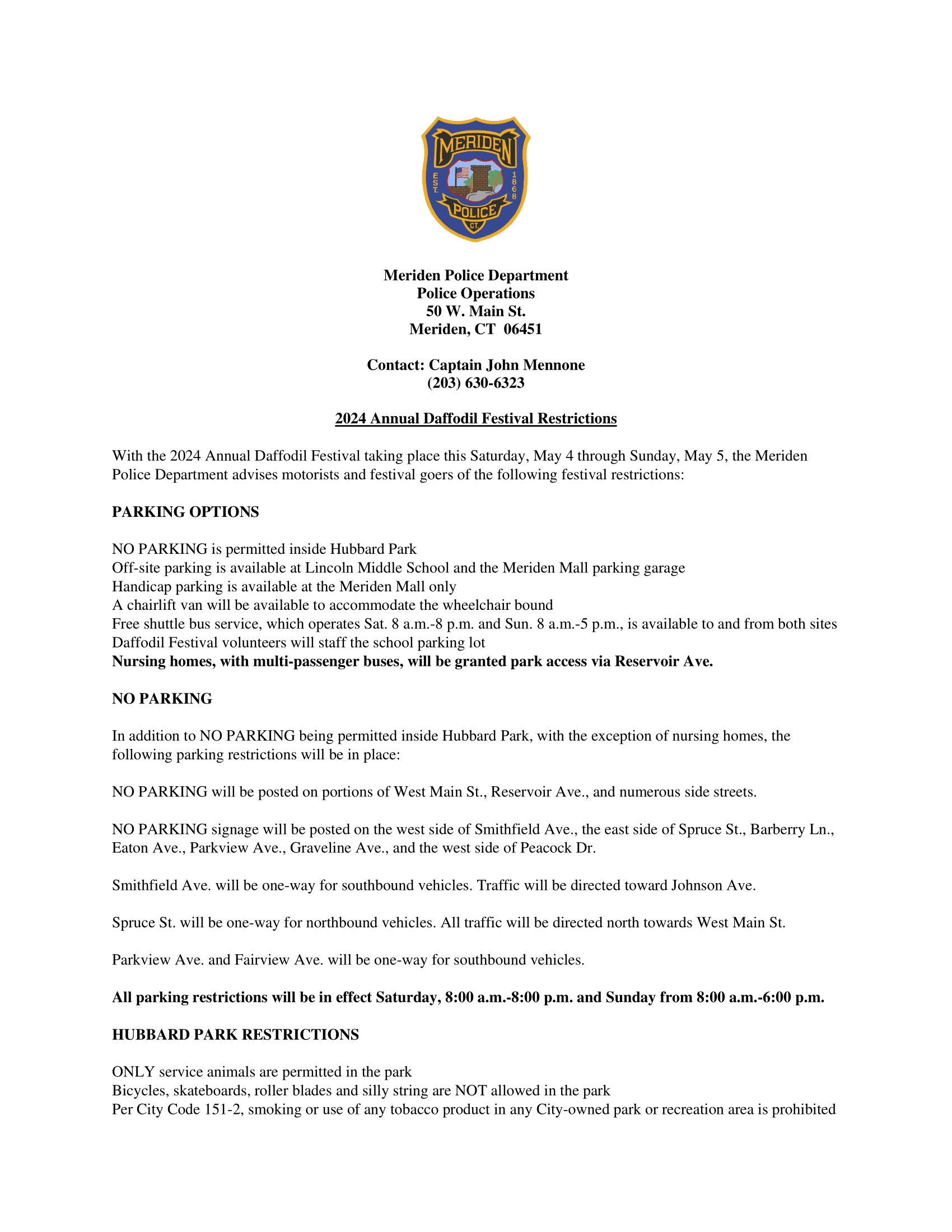 Daffodil Festival Parking Information